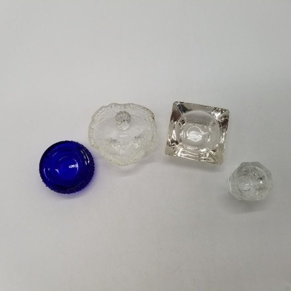 Vintage Glass Salt Dips Cellar Cobalt Clear Serveware Dining Home Kitchen Decor - Picture 2 of 7